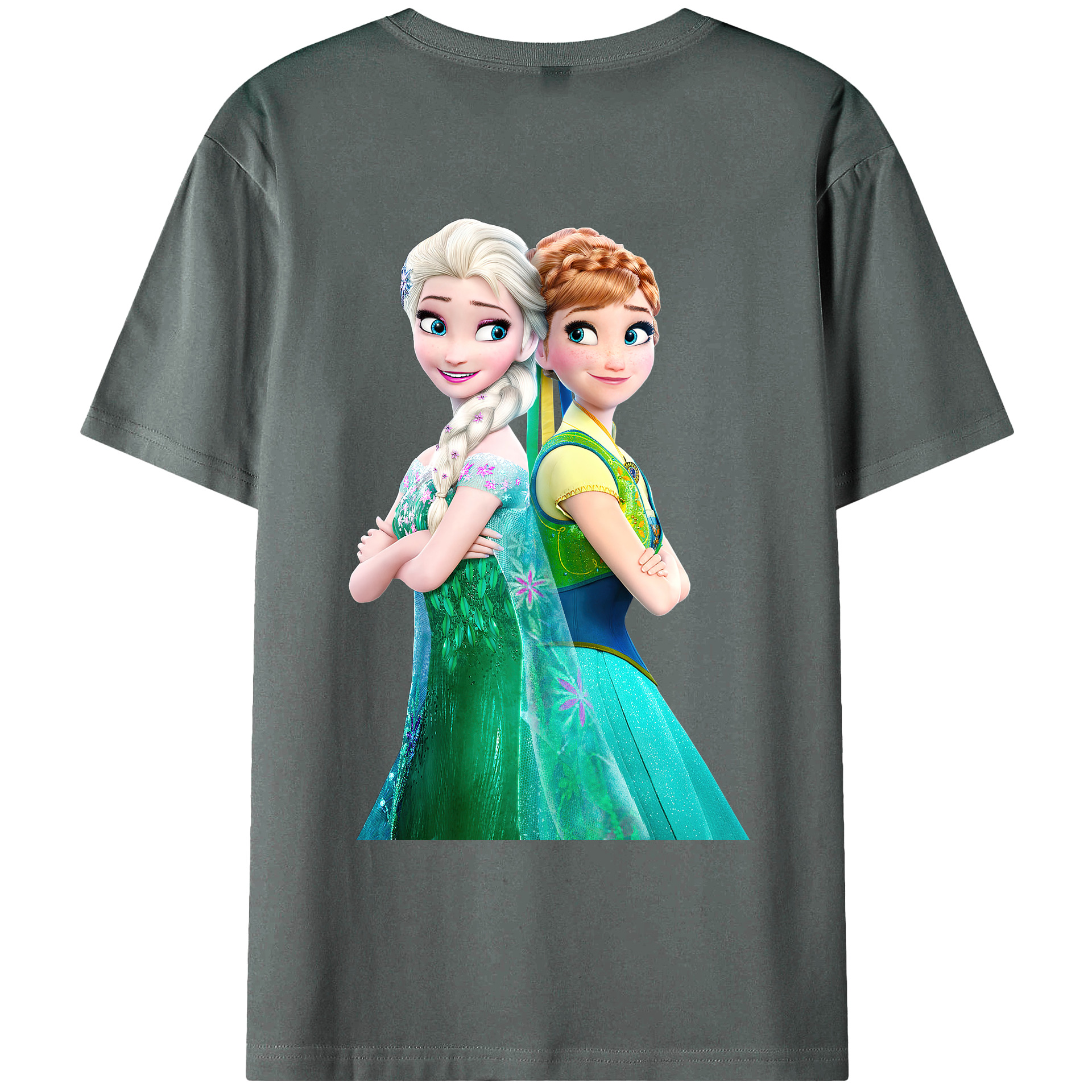 （画像用） アナと雪の女王 アンナ エルサ Frozen Anna Elsa 綿100％ メンズ半袖Tシャツ（バックプリント） 通気性